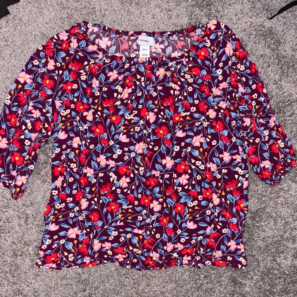 Old Navy Floral Blouse - Red and Blue